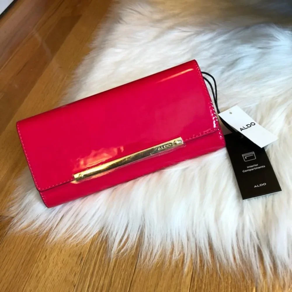 Aldo Shiny Bright Pink Clutch